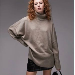 Topshop oversize beige turtleneck sweater